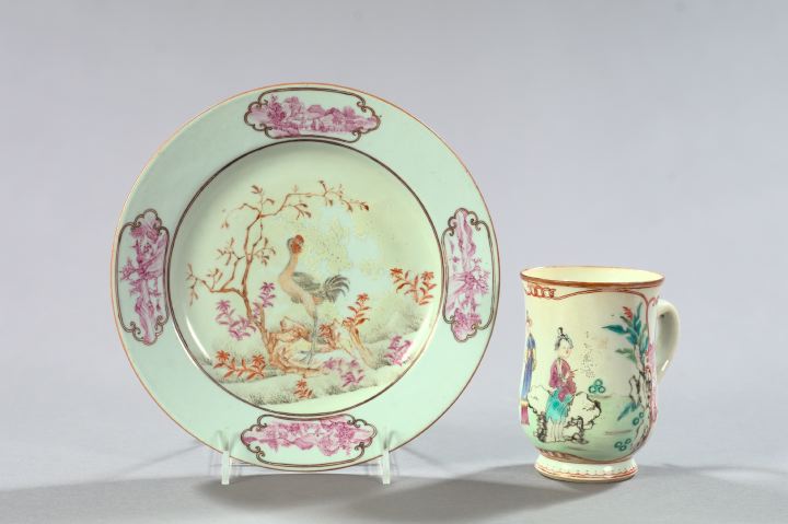 Appraisal: Chinese Export Porcelain Dinner Plate and Beer Tankard fourth quarter