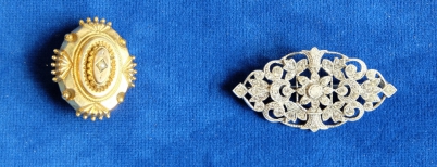 Appraisal: Victorian gold mourning brooch and silver marcasite brooch