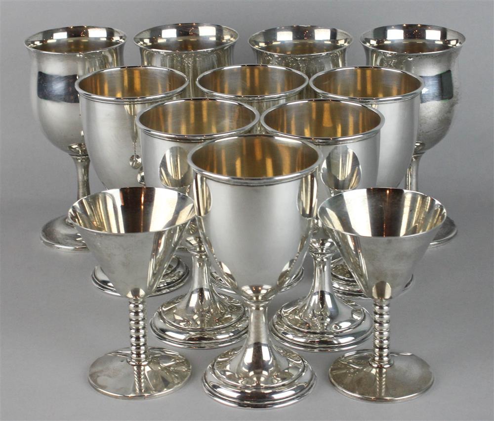 Appraisal: TEN AMERICAN SILVER GOBLETS including Reed Barton tulip-shaped shape H