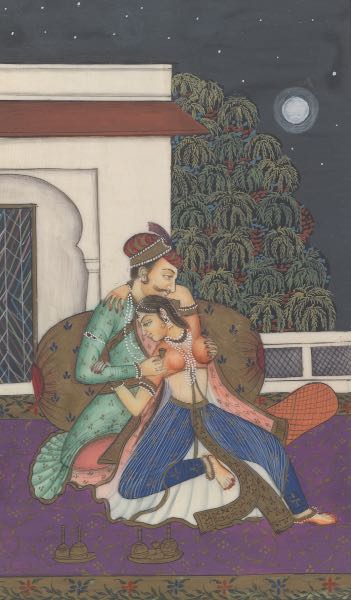 Appraisal: MUGHAL PAINTING OF TWO LOVERS IN A COURTYARD - x