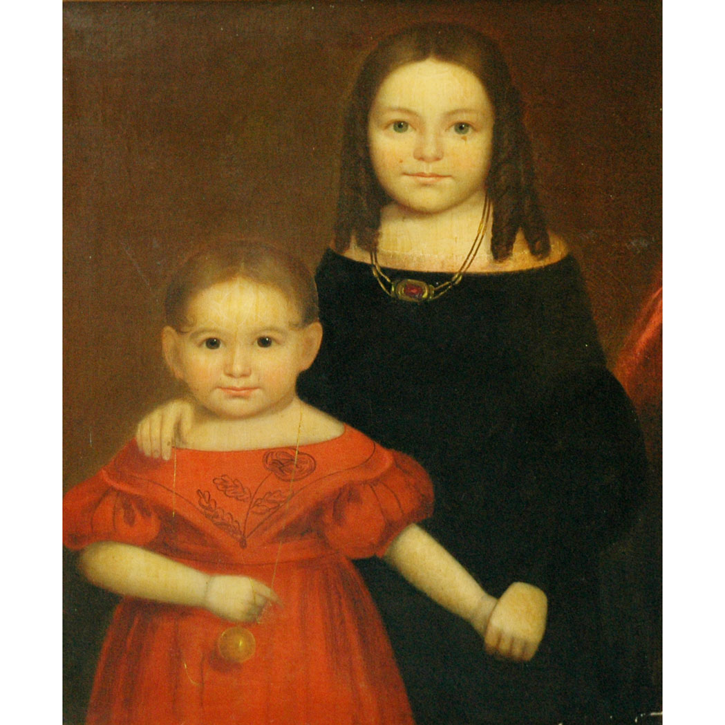 Appraisal: American School th Century Portrait of Two Children Oil on