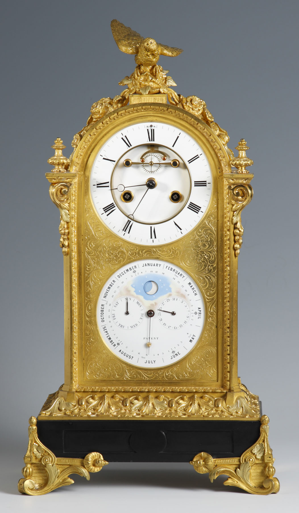 Appraisal: Fine Gilt Bronze Marble Shelf Clock th cent French day