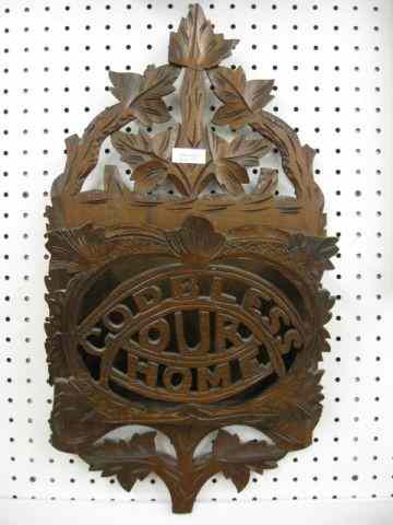 Appraisal: Victorian Wall Magazine Rack ''God BlessOur Home'' '' x ''