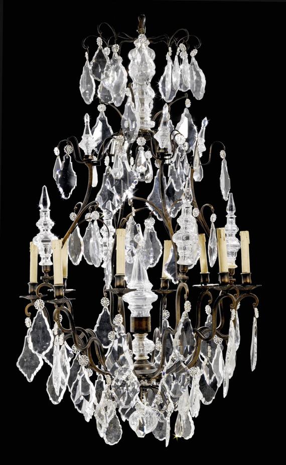 Appraisal: BASKET CHANDELIER late Louis XV France th century Bronze and