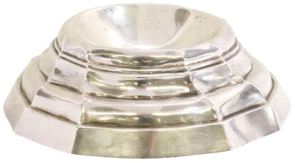 Appraisal: Continental silver holy water font of stepped fluted form hallmarked