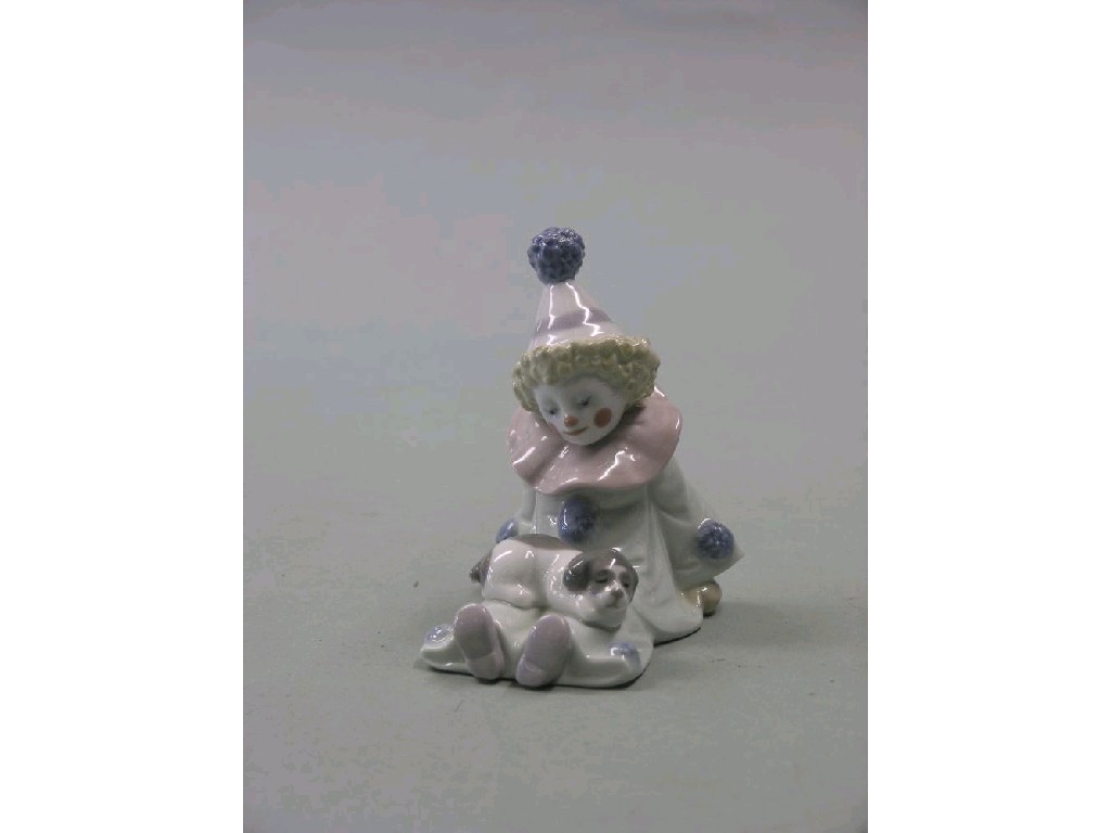 Appraisal: Lladro - Pierrot With Puppy cat ref sculptor Jose Pucche