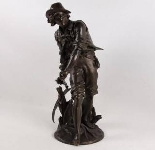 Appraisal: AIZELIN TH C FRENCH BRONZE SCULPTURE OF PEASANT BOY TH