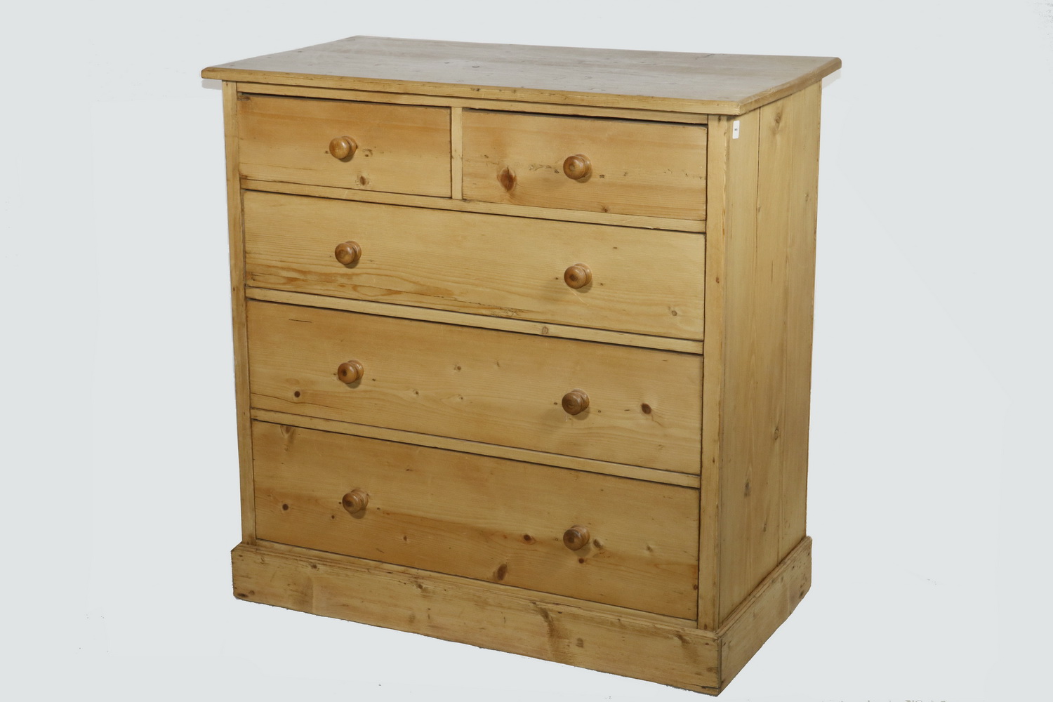 Appraisal: SCRUBBED PINE FIVE DRAWER CHEST Five drawer scrubbed pine chest