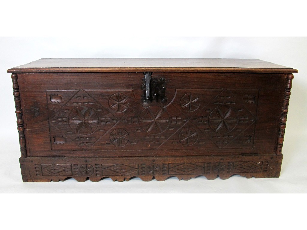 Appraisal: An th Century style carved blanket chest decorated with diamond