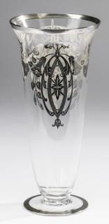 Appraisal: Art Nouveau glass vase with silver overlay h Art Nouveau