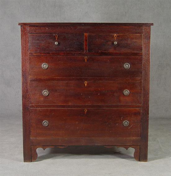 Appraisal: Walnut Chest of Drawers Mid th Century Paneled ends Square