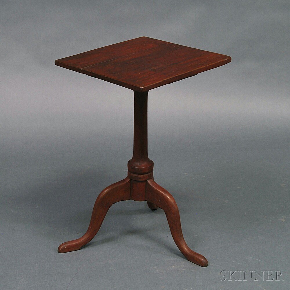 Appraisal: Queen Anne Red-painted Square-top Candlestand New England th century the