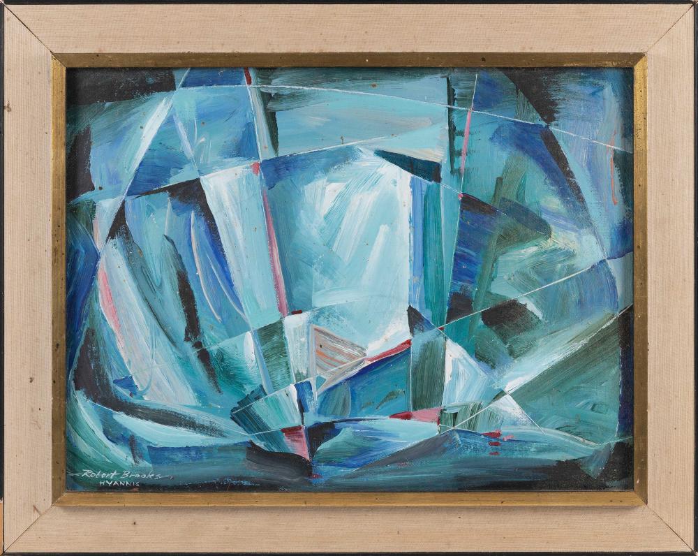 Appraisal: ROBERT BROOKS MASSACHUSETTS - ABSTRACT OF A SAILBOAT IN BLUES