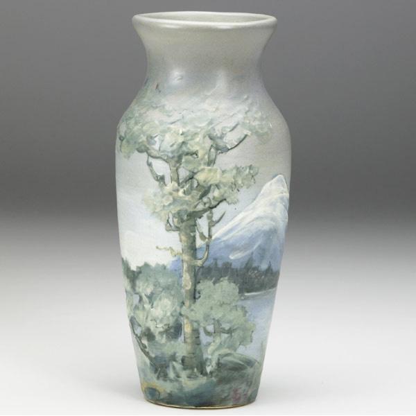 Appraisal: WELLER Hudson Scenic vase painted by Hester Pillsbury with a