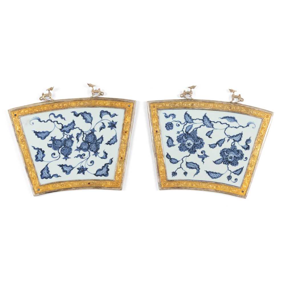 Appraisal: PAIR OF BLUE AND WHITE PLAQUES MING DYNASTY TH- TH