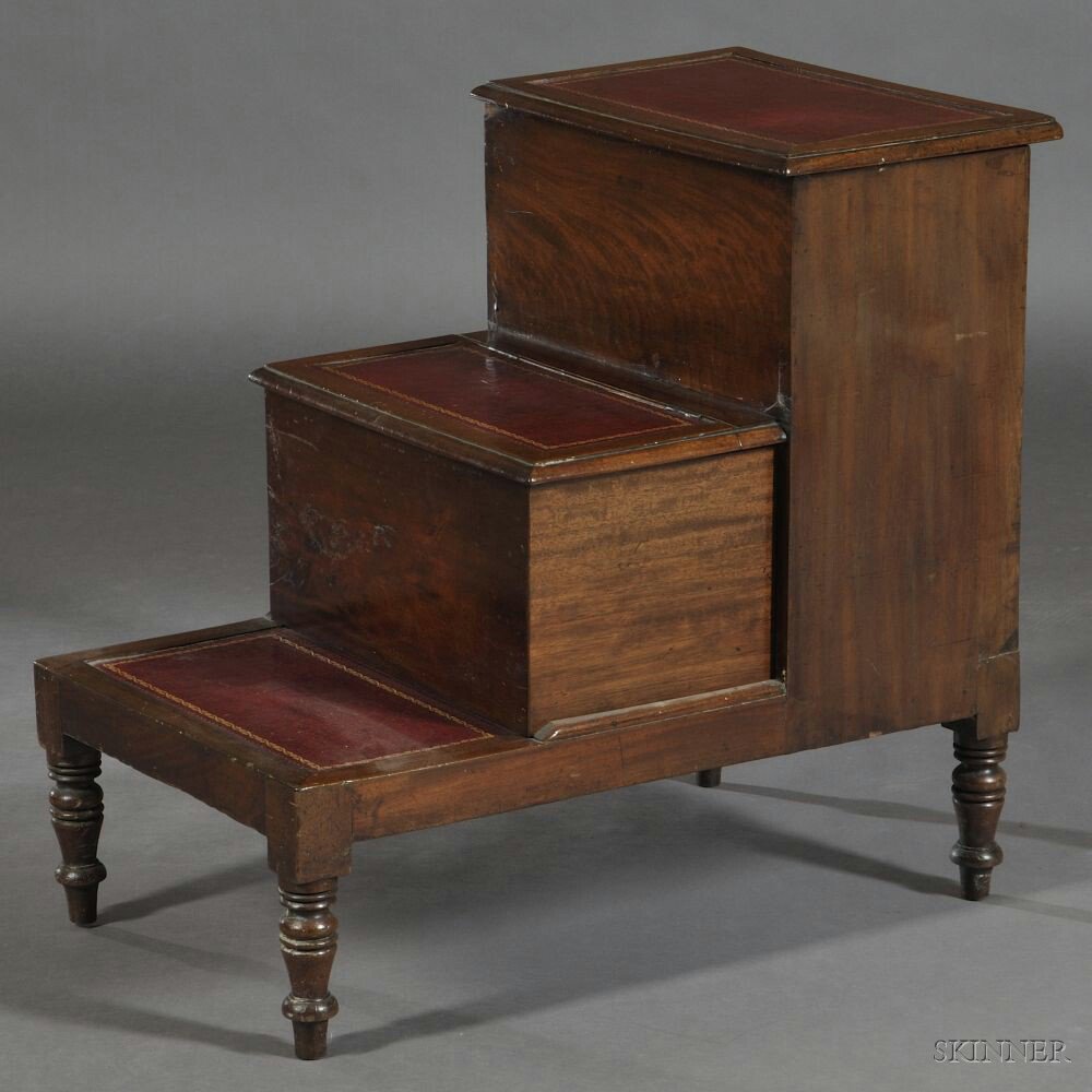 Appraisal: Regency Mahogany Library Steps early th century each step with