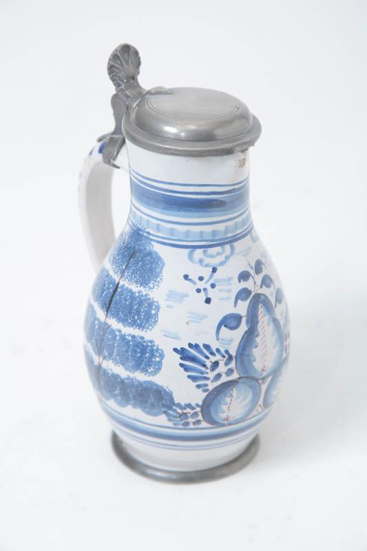 Appraisal: DELFT TANKARD European th century tin glazed earthenware Bulbous form