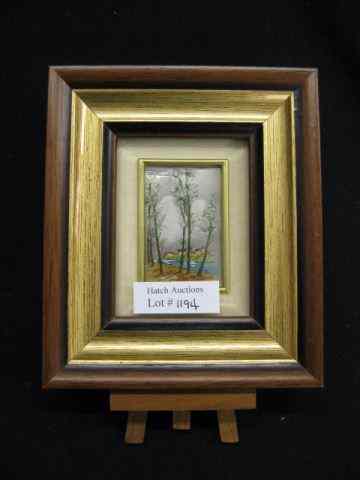 Appraisal: Handpainted Miniature Painting on Sterling Silverlandscape image area '' x