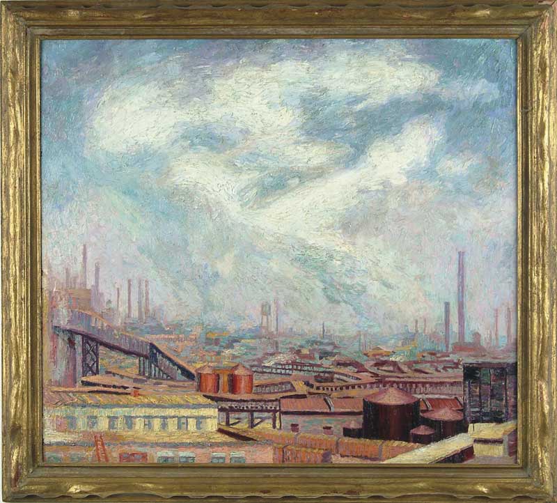 Appraisal: UNSIGNED American First half of the th Century INDUSTRIAL CITYSCAPE