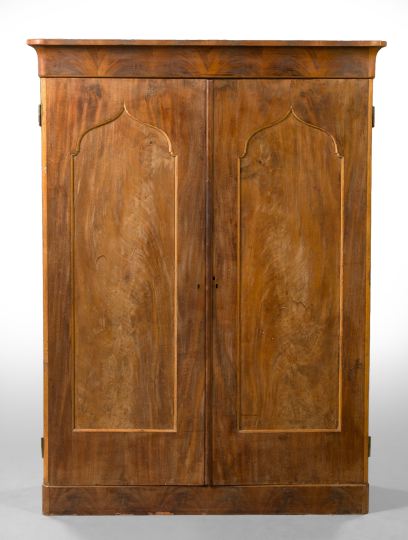 Appraisal: American Late Classical Walnut and Mahogany Armoire mid- th century