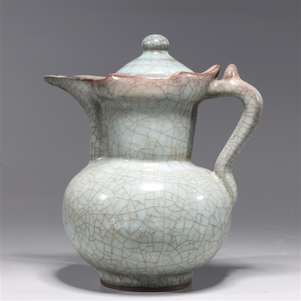 Appraisal: Chinese crackle glazed celadon covered porcelain ewer overall good condition