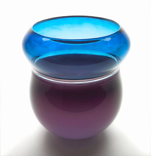 Appraisal: Sonja Blomdahl American born blue and purple vase blown glass