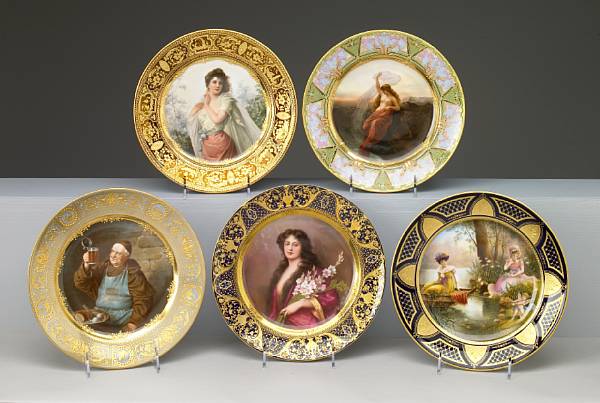 Appraisal: A group of five Vienna style porcelain cabinet plates late