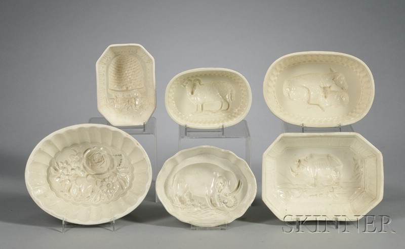 Appraisal: Six Creamware Culinary Molds England late th early th century