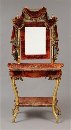 Appraisal: Napoleon III Giltwood and Embroidered Velvet Faux-Bamboo Dressing Table with