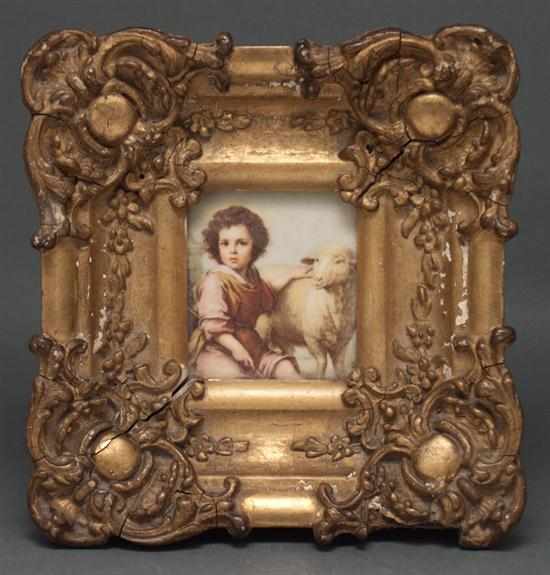 Appraisal: Continental probably Italian carved gesso giltwood miniature frame early th