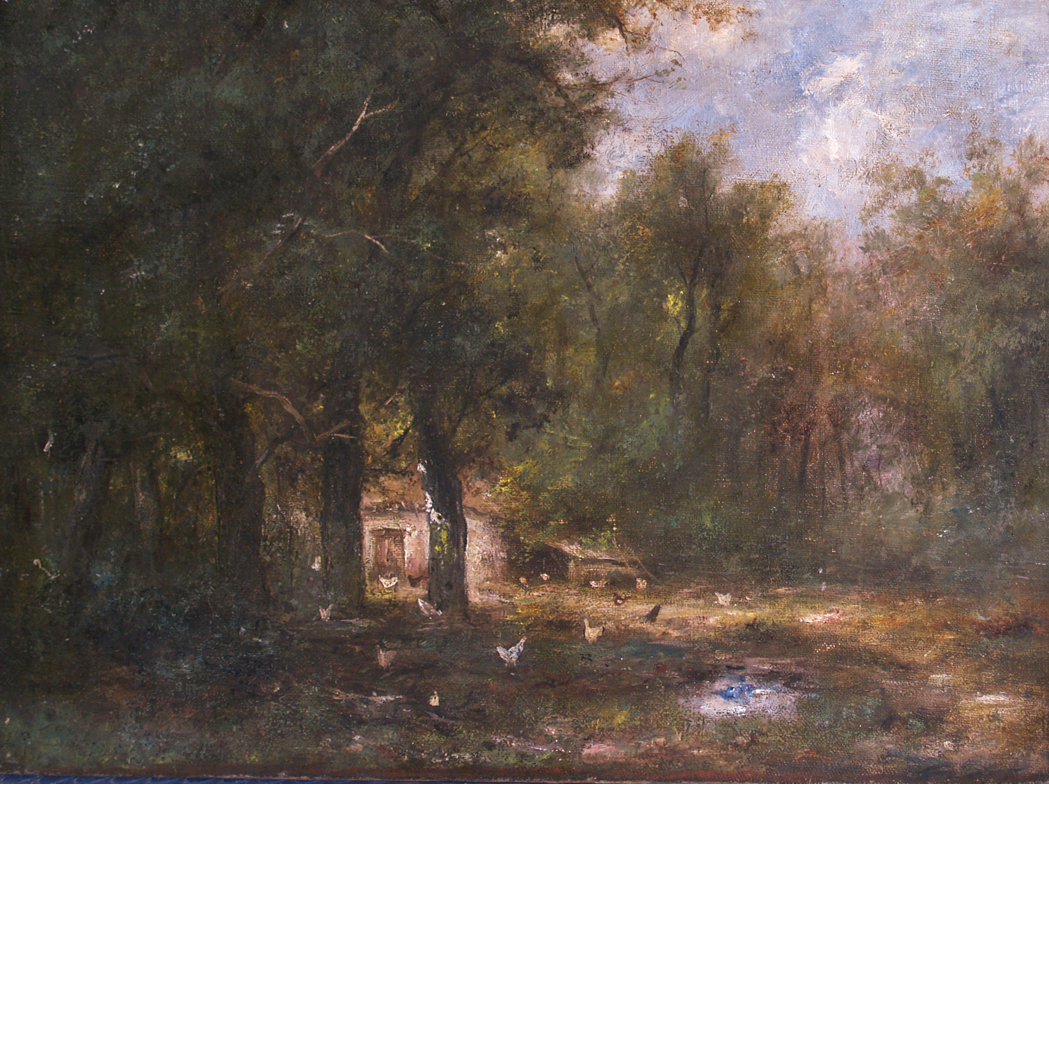 Appraisal: School of John Constable Landscape with Cottage Oil on canvas