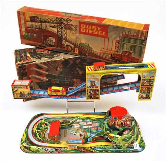 Appraisal: TWO TECHNOFIX TINPLATE MODELS INCLUDING BUSY DIESEL AND CABLE CAR