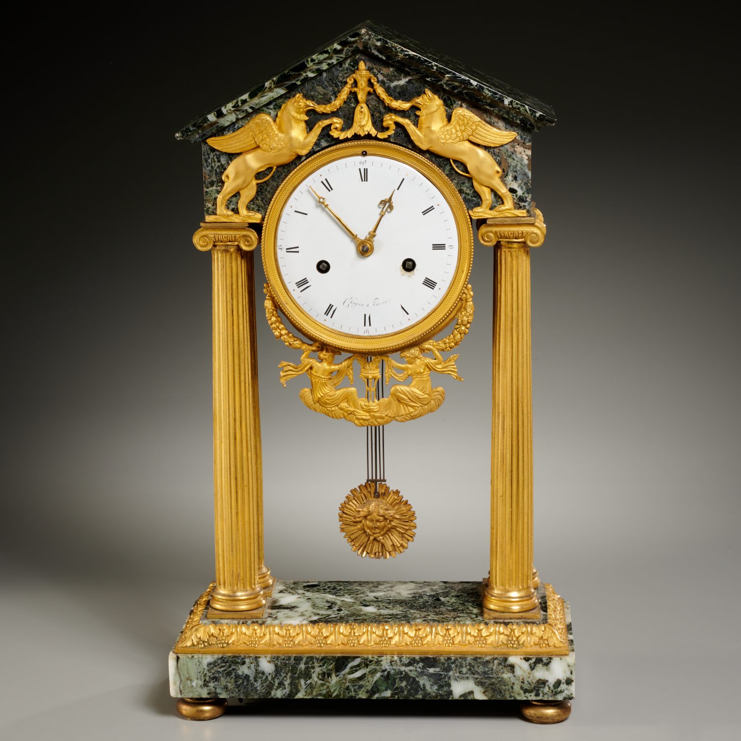 Appraisal: CHOPIN A PARIS FRENCH EMPIRE MARBLE PORTICO CLOCK th c