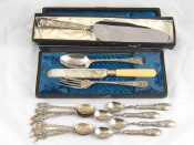 Appraisal: Mixed silver and plate flatware being a sterling silver handled