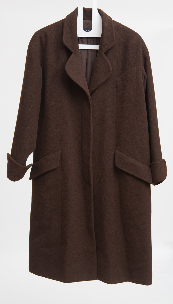 Appraisal: CHANEL BROWN WOOL-BLEND OVERCOAT Property of Estate of Helen Frankenthaler