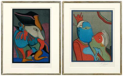 Appraisal: Two Mikhail Chemiakin lithographs Russian American born carnival figures a