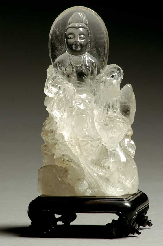 Appraisal: ROCK CRYSTAL GUANYIN Well carved Chinese rock crystal model of