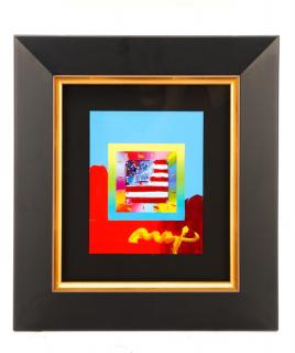 Appraisal: Peter Max American Flag Signed Mixed Media Peter Max German