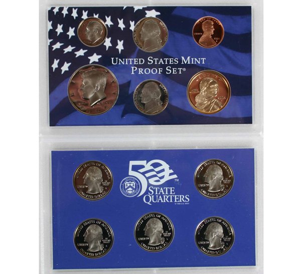 Appraisal: Five U S Mint Proof Sets w Boxes COAs Coins