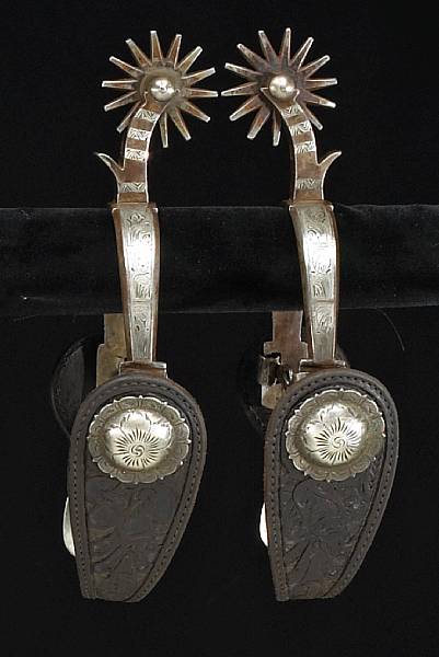 Appraisal: A pair of silver-mounted California spurs by Garcia Saddlery Co