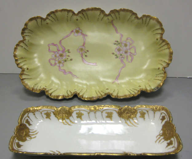 Appraisal: TWO FRENCH LIMOGES PORCELAIN DISHES One by Lanternier circa decorated