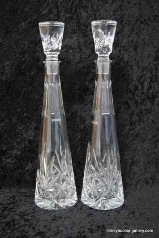 Appraisal: Pair of Matching Lead Crystal Tall Wine DecantersFrom the estate