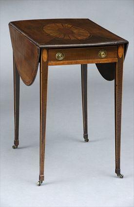 Appraisal: GEORGE III MAHOGANY PEMBROKE TABLE The top with oval fan