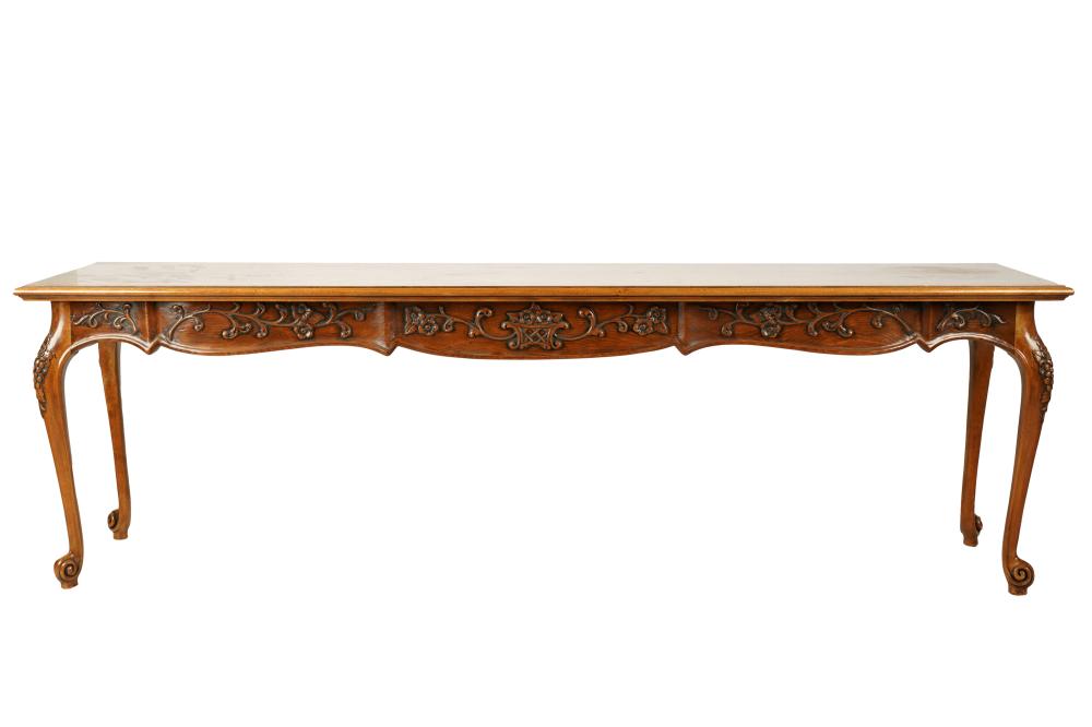 Appraisal: RAYMOND ENKEBOLL CARVED WOOD SOFA TABLE signed and dated to