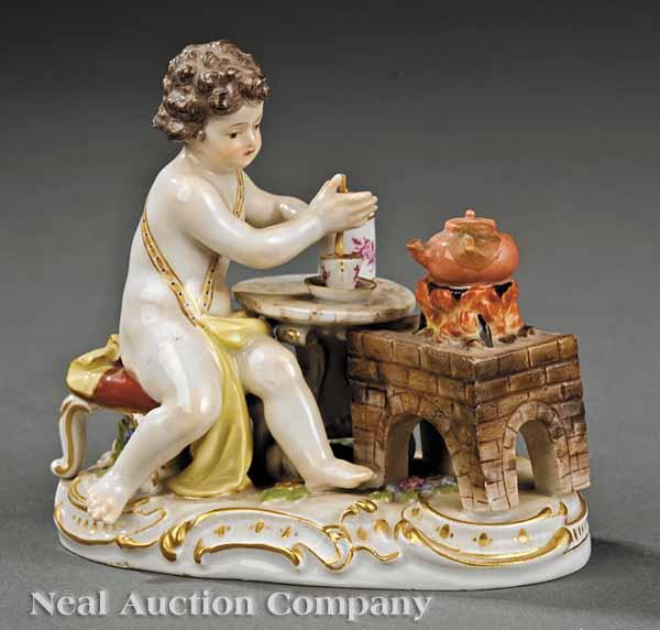 Appraisal: A Meissen Porcelain Figure of a Cherub Stirring Hot Chocolate