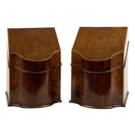 Appraisal: Pair of George III Style Banded Mahogany Knife Boxes Estimate