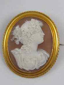 Appraisal: A Victorian carved shell cameo of a lady in a