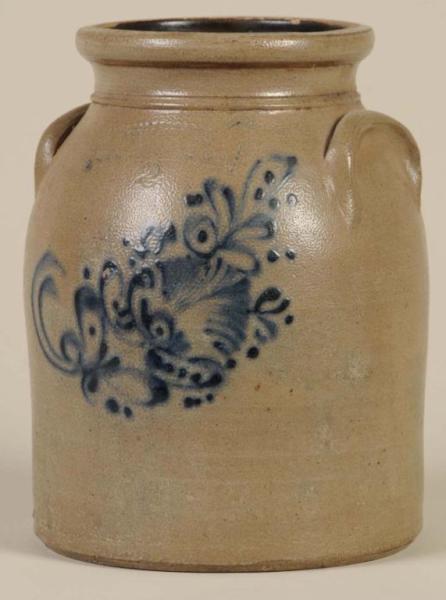 Appraisal: New York Stoneware Co -Gallon Crock Description With blue stylized