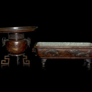 Appraisal: Two Japanese Bronze Articles MEIJI PERIOD LATE TH CENTURY the