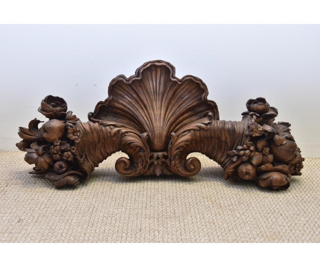 Appraisal: Finely carved walnut architectural cornucopia probably late th c h